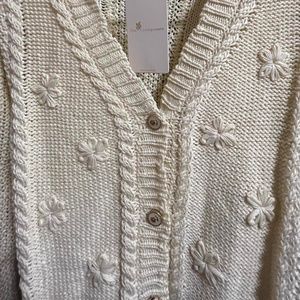 The Cottage Core Hand Crocheted Flower Cotton Cardigan